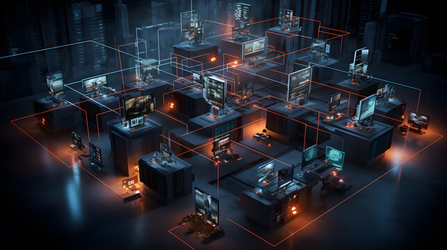 A visual representation of a network's defense architecture showcases firewalls, intrusion detection systems, and secure gateways. The picture captures the interconnected layers of security.