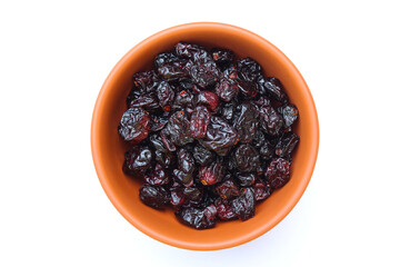 Dried Cranberry in a bowl top view 
