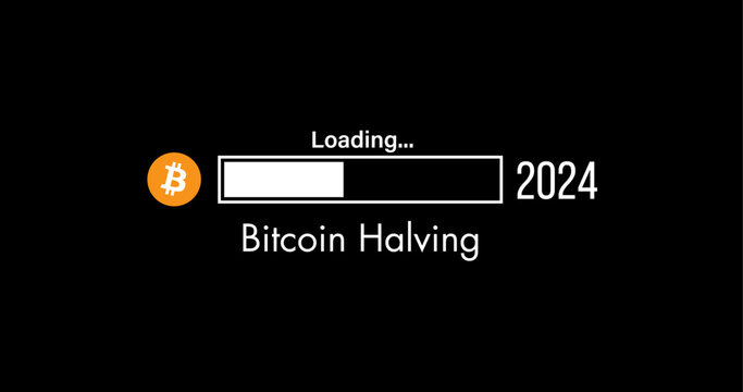 Progress Bar Bitcoin Halving 2024 Loading Vector Illustration