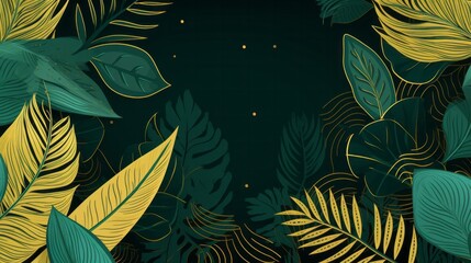 vibrant green and gold leafy background against a black backdrop
