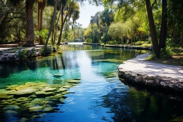 Fototapeta na wymiar Kelly Rock Springs Park in Apopka, Florida offers a beautiful natural spring. Just north of Orlando. Generative AI