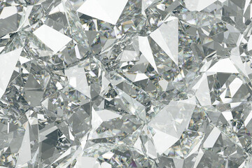 Luxury Abstract Realistic Crystals Texture with Prism Spectrum Caustic Reflection Close Up Background 3D rendering