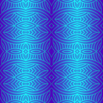 Seamless design vector Beauty flower line art batik ethnic dayak borneo pattern with colourful gradient © Ainur