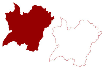 Mendrisio District (Switzerland, Swiss Confederation, Republic and Canton of Ticino, Tessin) map vector illustration, scribble sketch Bezirk Mendrisiotto map