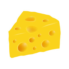 Triangular piece of cheese vector illustration on white background