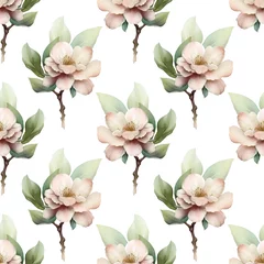 Foto op Canvas Seamless pattern with delicate flowers on white. Floral background. © Gribanessa