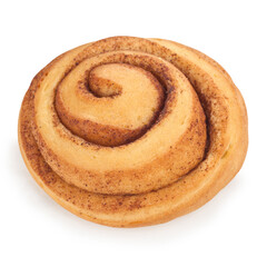 Snail bun with cinnamon isolated on a white background.