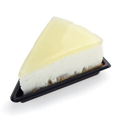 A portion of pie dessert with lemon isolated on a white background.