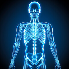 X-Ray image of a skeleton or human. Concept of medical tech, fractures and diagnosis. isolated on black background. - obrazy, fototapety, plakaty