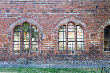 Romanesque windows in the cloister of St. Catherine's Church in Stendal