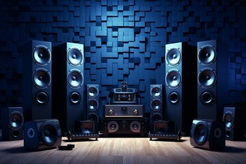 High-quality speakers and audio gear for home theater and recording studios. Enhanced 3D rendering. Generative AI