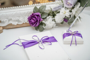 wedding guest book and pen