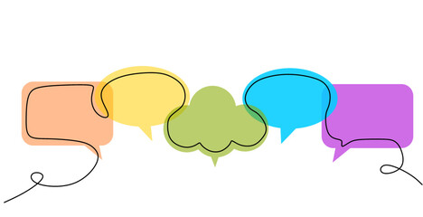 One line speech bubbles vector illustration