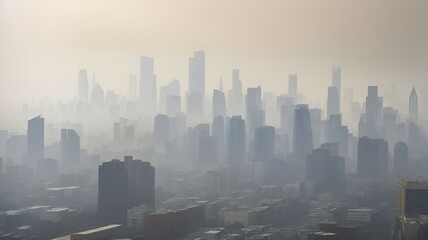 Fototapeta na wymiar Blur photo of cityscape with polluted air, Air pollution