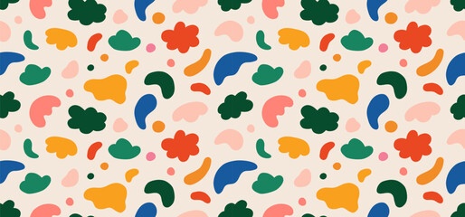 Seamless vector pattern of abstract doodle hand drawn organic shapes.