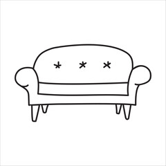sofa vector doodle hand drawn illustration isolated on white