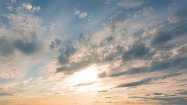 Timelapse of cloudy sky at sunset