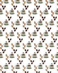 seamless pattern with coffee cups and coffee bean