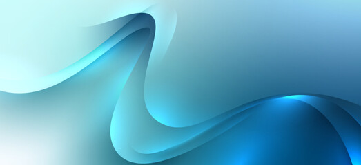 Blue wavy modern backdrop with soft lights.