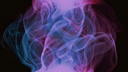 Color smoke abstract background. Cold and hot contrast. Defocused blue red contrast. Vapor floating cloud texture. Generative AI