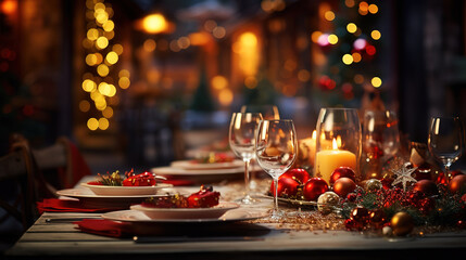 Defocused christmas scene. Generative Ai