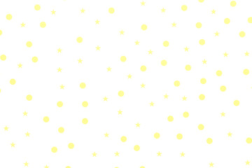 Golden confetti from stars and circles on a white isolated background. 3d rendering