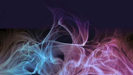 Color smoke abstract background. Cold and hot contrast. Defocused blue red contrast. Vapor floating cloud texture. Generative AI - obrazy, fototapety, plakaty