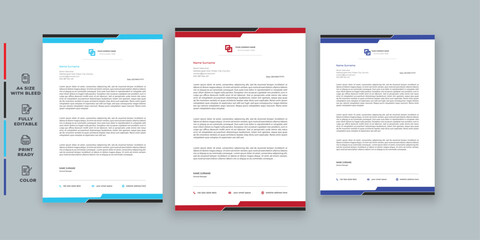 Business Letterhead corporate creative business company minimal clean unique template design.letterhead Colorful red, green, yellow, blue design stationary project. Multipurpose  abstract, elegant 