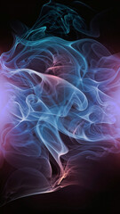 Color smoke abstract background. Cold and hot contrast. Defocused blue red contrast. Vapor floating cloud texture. Generative AI