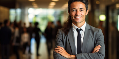Fototapeta premium Happy CEO Manager in a Modern Office Space