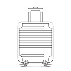 Vector linear illustration, contour drawing of a suitcase on a white plain background. Educational coloring page.
