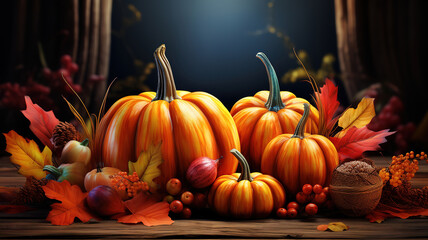Thanksgiving autumn background. Generative Ai