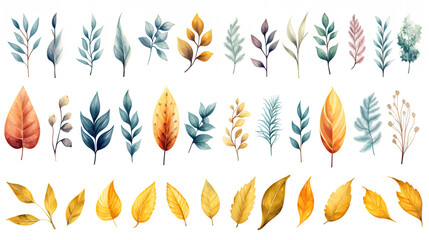 Watercolor autumn leaves frame. Generative Ai