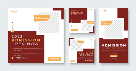 School Education Admission Social Media Post for Online Marketing Promotion Banner, Story and Web Internet Ads Flyer