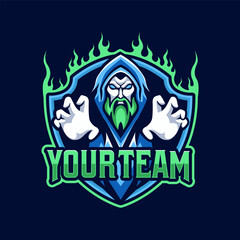 Witch vector mascot logo design with modern illustration concept style for badge, emblem, t-shirt. Witch illustration for sport and esport team. Vector eps 10