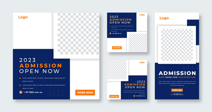 School Education Admission Social Media Post for Online Marketing Promotion Banner, Story and Web Internet Ads Flyer