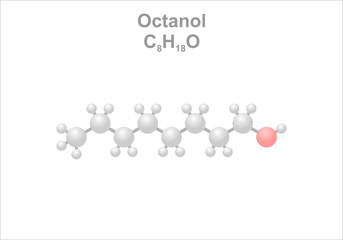 Octanol. Simplified scheme of the molecule. Occurs naturally in wild strawberries.