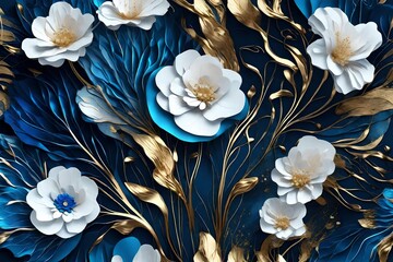 blue and yellow flowers generated by AI technology