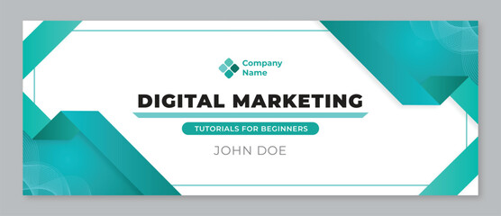  Simple geometric digital marketing facebook profile cover.  Modern abstract wave banners