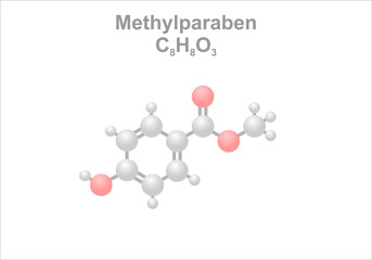 Methylparaben. Simplified scheme of the molecule. Component of bee pheromone.