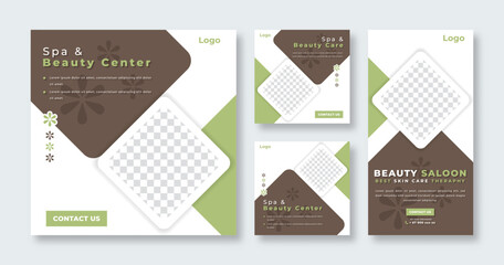 Spa and Beauty Social Media Post for Online Marketing Promotion Banner, Story and Web Internet Ads Flyer