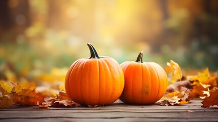 Autumn pumpkin with copy space. banner