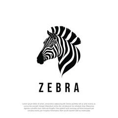 Graphical portrait of head zebra side view, isolated on white background, vector illustration for logo tattoo and printing