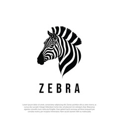 Graphical portrait of head zebra side view, isolated on white background, vector illustration for logo tattoo and printing © vian