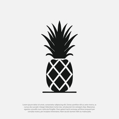 simple black and white pineapple vector isolated in white background, for fruit shop logo
