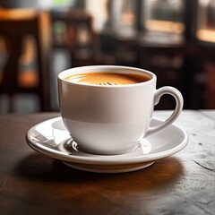 Fototapeta premium close-up of white coffee cup with white saucer 