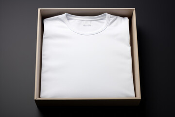 Folded white t-shirt In the box. 