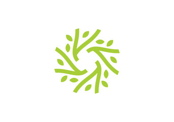 leaf abstract circle elegant ornament logo design