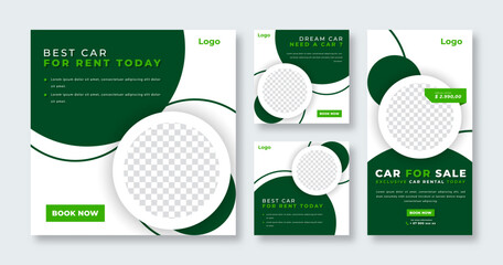 Car Rental Social Media Post for Online Marketing Promotion Banner, Story and Web Internet Ads Flyer