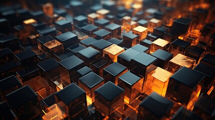 Obraz premium Front view modern dark 3d random abstract object with cinematic color for background